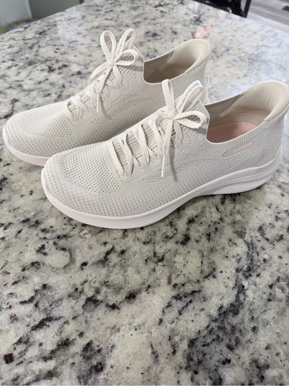 Skechers Women’s Cream Knit Lace-Up Sneakers Brand new, without box.